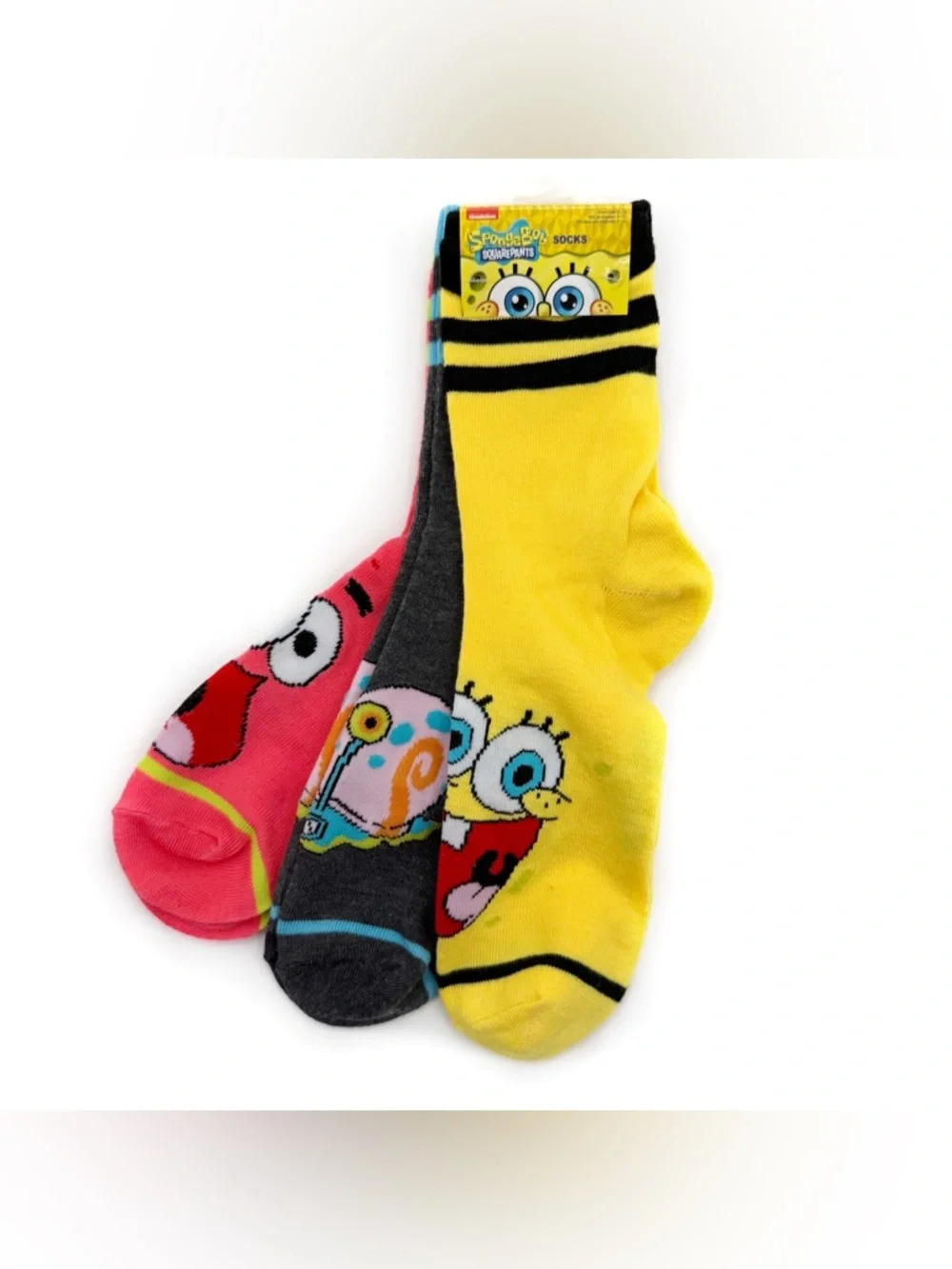 SpongeBob Patrick Gary Crew Socks Mens Womens  3 Pairs Nickelodeon